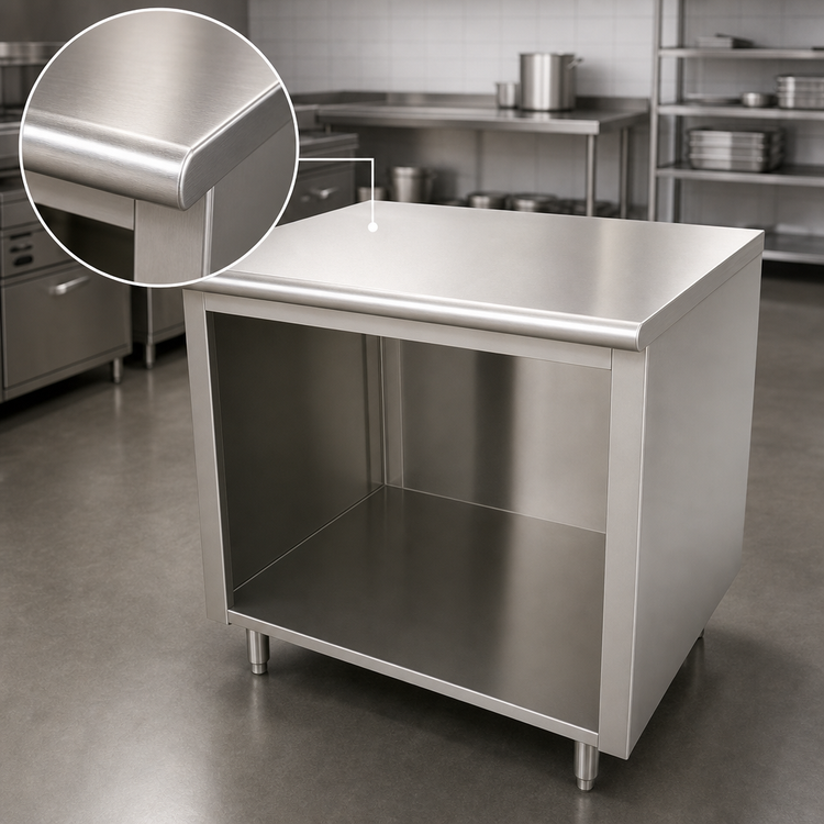 Product image #3 for Advance Tabco 48 Inch x 30 Inch Work Table with Open Front Cabinet Base and 304 Stainless Steel Top