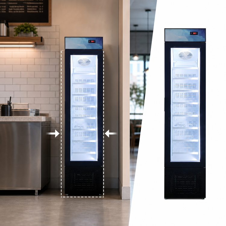 Product image #4 for Omcan Slim Reach-In Glass Door Display Freezer, 3.7 Cu. Ft., Black, 1-Section