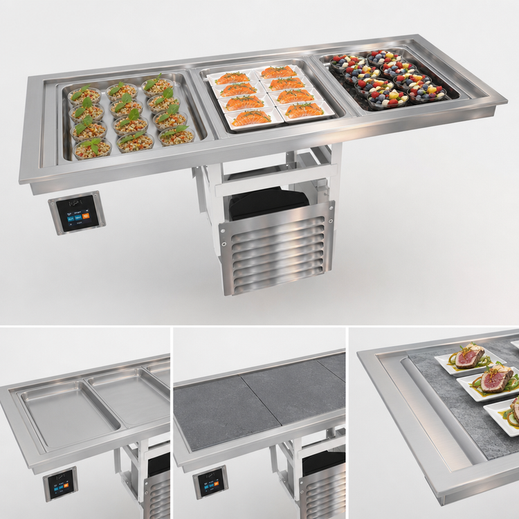 Product image #2 for Duke HotFrost RFT3-SB Recessed Frost Top Drop-In Display Unit, 3-Pan Capacity