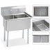 Thumbnail image #3 for BK Resources 2-Compartment Stainless Steel Sink, No Drainboards, 24 x 24 x 14-Inch Bowls