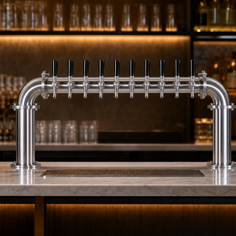 Product image #3 for Biergarten U-Style Countertop Glycol-Cooled Draft Beer Tower with 10 Faucets, 46-3/4 Inch Wide