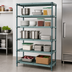 Thumbnail image #3 for Quantum 5-Tier Stationary Wire Plastic Mat Shelving Unit, 42 x 21 x 74 Inches, Green Epoxy Antimicrobial Finish
