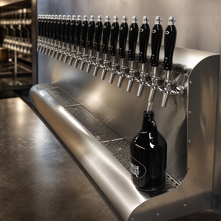 Product image #3 for Perlick 17-Faucet Modular Wall-Mount Glycol-Cooled Draft Beer Dispensing Tower, Bottom Lead, Stainless Steel
