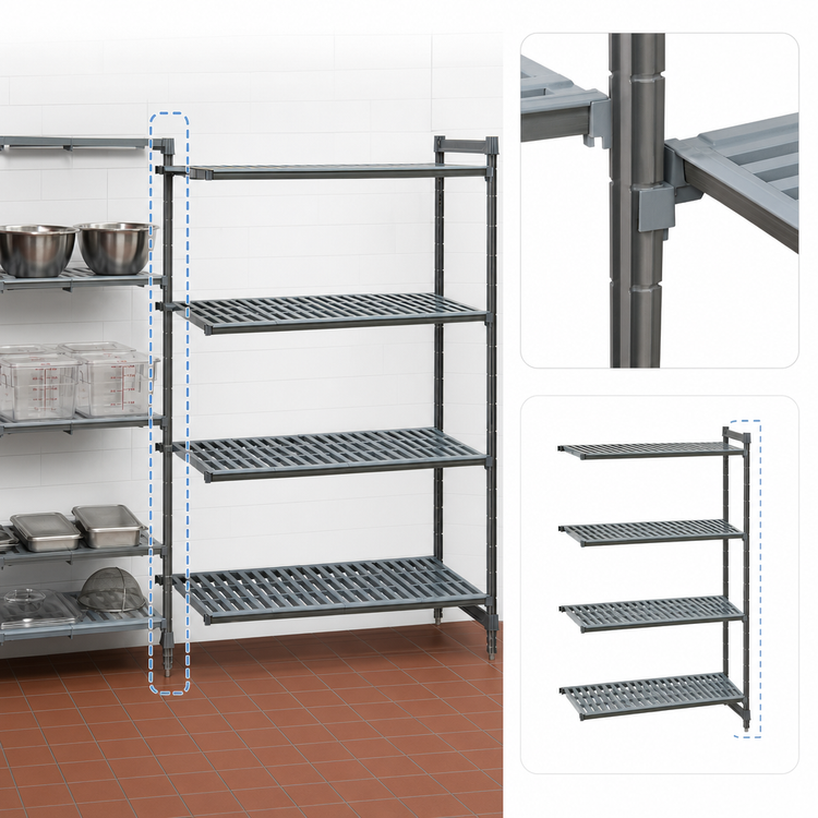 Product image #3 for Cambro Camshelving Basics Plus 4-Tier Add-On Vented Polymer Shelving Unit, 21 x 60 x 64 Inches, Brushed Graphite