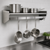 Thumbnail image #3 for Eagle Group 36-Inch x 10-Inch Wall Mounted Stainless Steel Wall Shelf with Pot Rack and 3 Hooks