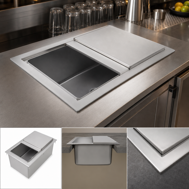 Product image #4 for John Boos 34 x 18 Inch Drop-In Insulated Ice Bin with Removable Sliding Lid, Without Cold Plate