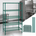 Thumbnail image #3 for Quantum WR74-2160P-5 Stationary Wire Shelving Starter Kit, 60W x 21D x 74H, 5 Shelves, Green Epoxy Antimicrobial Finish