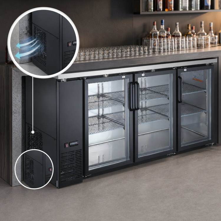 Product image #3 for Omcan 73-Inch Three-Section Glass Door Back Bar Cooler