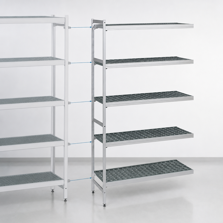 Product image #3 for Fermostock 5-Tier Add-On Polymer Shelving Unit Expansion Kit, 83 Inch H x 59 Inch W x 22 Inch D