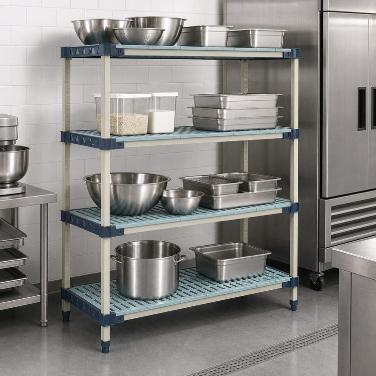 Product image #3 for MetroMax 4 4-Shelf Open-Grid All-Polymer Stationary Starter Shelving Unit, 36W x 24D x 63H Inches