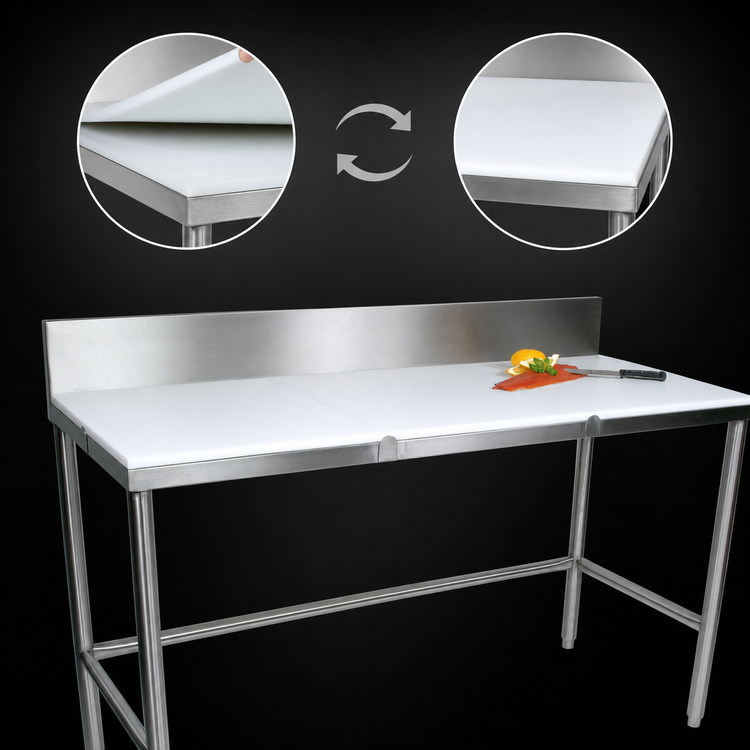 Product image #3 for John Boos TC096A 108 x 24 Inch Trimming Table with 3/4-Inch Reversible Poly Top and 6-Inch Backsplash