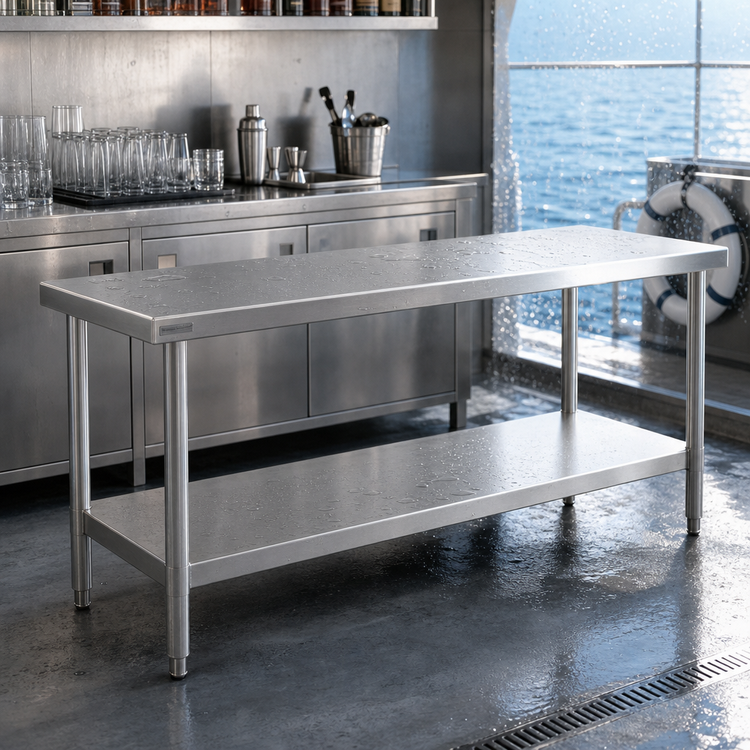 Product image #3 for Spec-Master Marine Series Stainless Steel Work Table with Adjustable Undershelf, 108 x 36 Inches