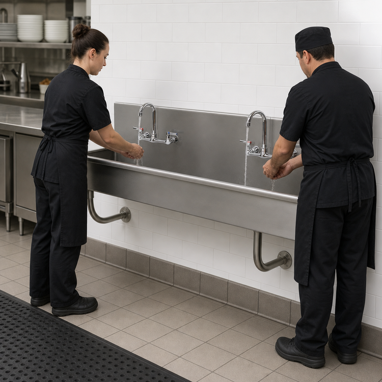 Product image #3 for Advance Tabco 40-Inch Multi-Station Wall Mounted Stainless Steel Hand Wash Sink with 2 Faucets