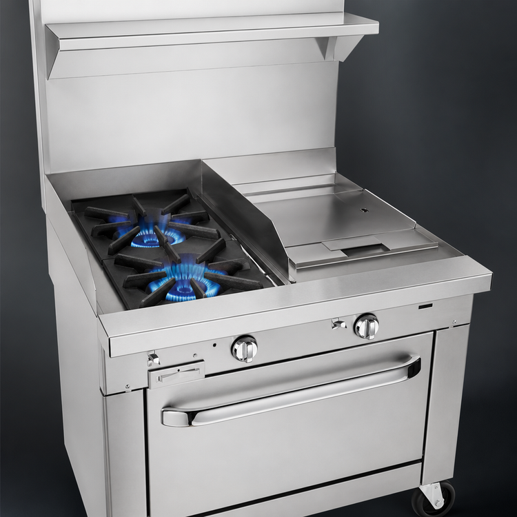 Product image #3 for Southbend Platinum 36-Inch Heavy Duty Gas Range with 2 Open Burners, 24-Inch Charbroiler and Standard Oven