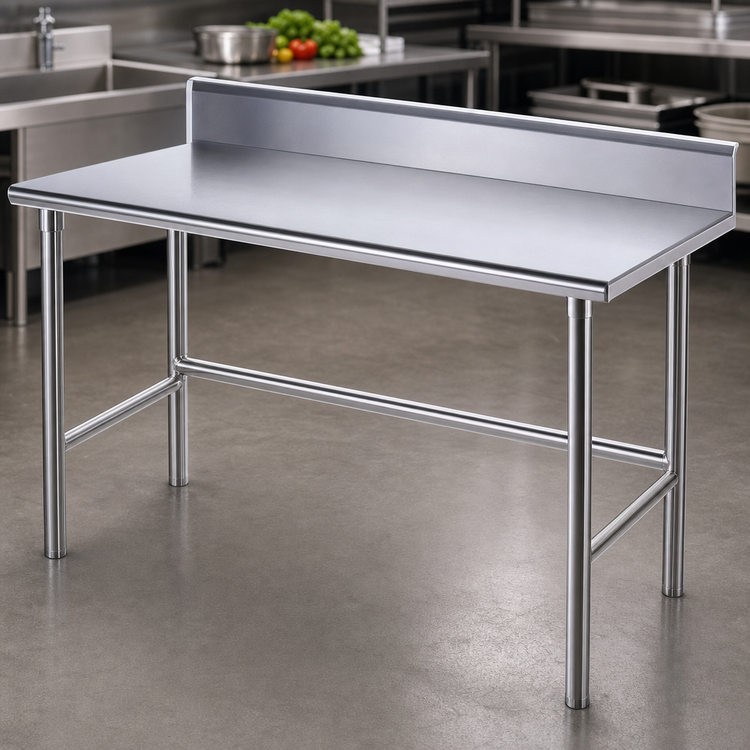 Product image #3 for Advance Tabco 72 Inch x 36 Inch 14 Gauge 304 Stainless Steel Work Table with 5 Inch Backsplash