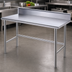 Thumbnail image #3 for Advance Tabco 72 Inch x 36 Inch 14 Gauge 304 Stainless Steel Work Table with 5 Inch Backsplash