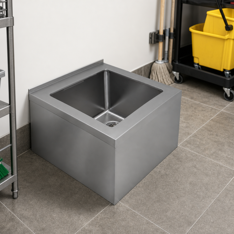 Product image #3 for Advance Tabco Special Value Series Floor-Mounted Stainless Steel Mop Sink with 20 x 16 x 12-Inch Bowl