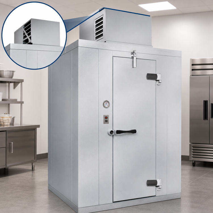 Product image #3 for Polar-Pak Indoor Walk-In Cooler with Top-Mounted Self-Contained Refrigeration, 9' 8" x 7' 9" x 7' 6.25"