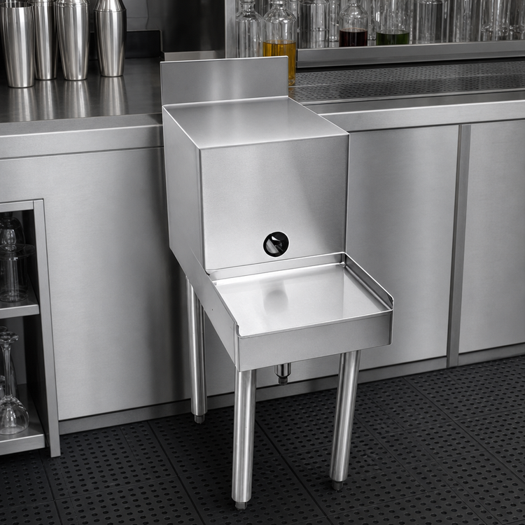 Product image #3 for CHOICE by Glastender Freestanding Underbar Blender Station with Filler Board and 9-Inch Blender Shelf, 18 Inch Wide x 24 Inch Deep