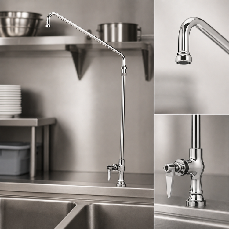 Product image #3 for T&S Brass Single Pantry Deck-Mounted Faucet with 6-Inch Swing Nozzle and Lever Handle