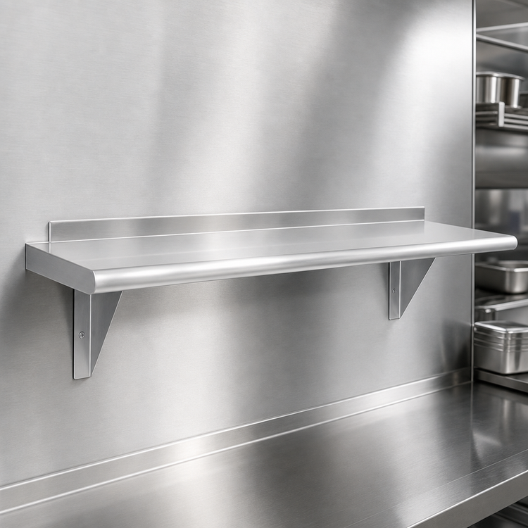 Product image #3 for Advance Tabco 96-Inch Wall-Mounted Stainless Steel Shelf, 12-Inch Deep, 16 Gauge