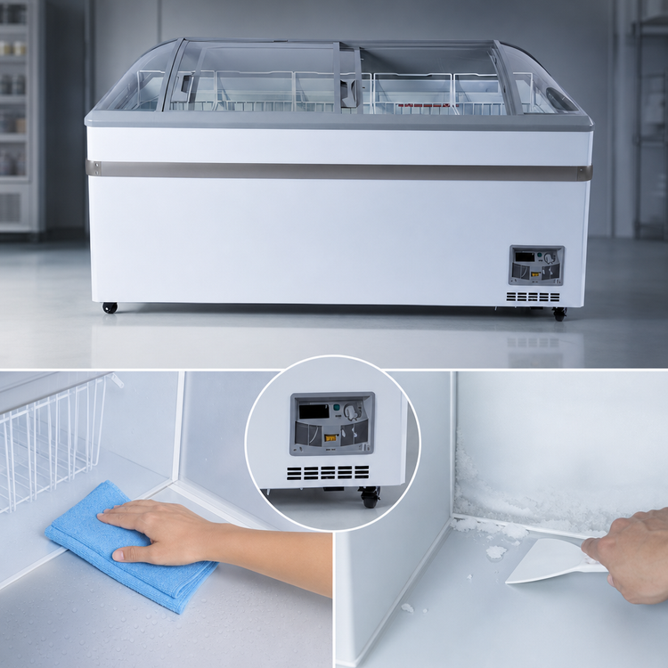 Product image #3 for KoolMore 65-Inch Manual Defrost Island Chest Freezer with Sliding Glass Doors, 16 Cu. Ft.