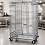 Thumbnail image #3 for Quantum MD1860-70SEC Mobile Wire Security Cage with Dolly Base, 60 x 18 x 70 Inches, Chrome Plated