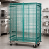 Thumbnail image #3 for Quantum Mobile Wire Security Cage with Dolly Base, 60 Inches W x 18 Inches D x 70 Inches H, Green Epoxy-Coated Finish