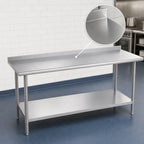 Thumbnail image #3 for Duke Manufacturing 314-2472-2R 72-Inch x 24-Inch Stainless Steel Work Table, 14-Gauge 300 Series Top, 1-1/8-Inch Riser, Galvanized Undershelf