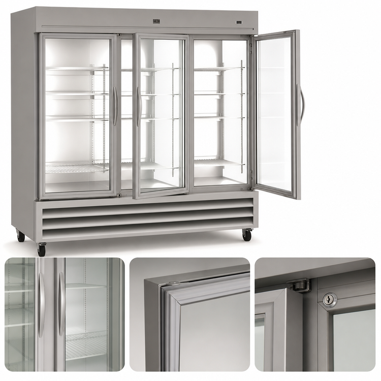 Product image #3 for Kelvinator Commercial 81-Inch Three-Section Reach-In Refrigerator with Three Glass Doors