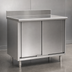 Thumbnail image #3 for Spec-Master 120-Inch x 30-Inch Stainless Steel Enclosed Worktable with Sliding Doors and 4-1/2-Inch Backsplash