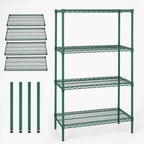 Thumbnail image #3 for Quantum WR63-3048P 4-Shelf Stationary Wire Shelving Starter Unit, 48"W x 30"D x 63"H, Green Epoxy Antimicrobial Finish