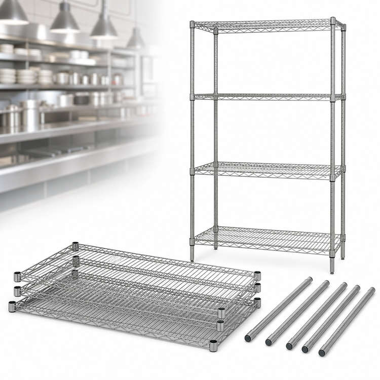 Product image #3 for Quantum Chrome-Plated Stationary Wire Shelving Starter Kit, 72 x 14 x 63 Inches