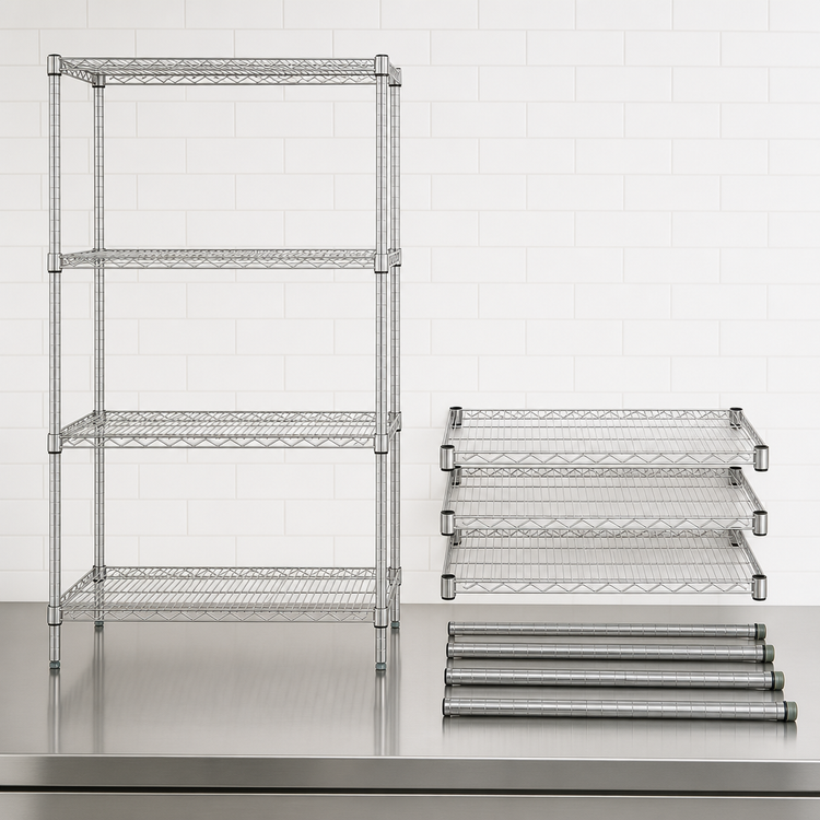 Product image #3 for Quantum 24"W x 21"D x 63"H Chrome Plated Wire Shelving Starter Kit