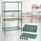Thumbnail image #3 for Quantum WR63-2424P Wire Shelving Starter Kit, 24W x 24D x 63H, 4 Shelves, Green Epoxy Antimicrobial Finish