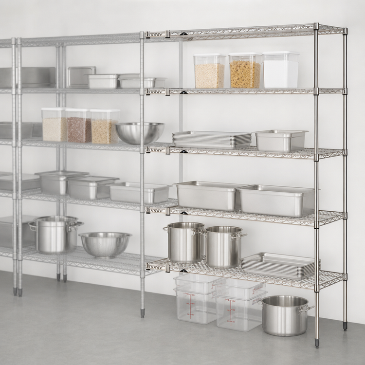 Product image #3 for Metro Super Erecta Add-On Wire Shelving Unit, 48W x 21D x 74H, 5 Shelves, Brite Finish
