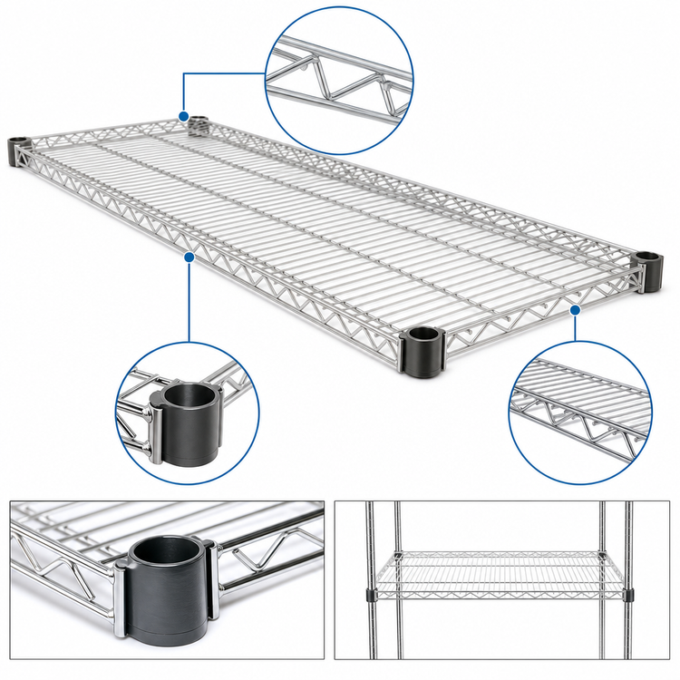 Product image #3 for Eagle Group QuadTruss Quad-Adjust Wire Shelf, 48 x 21 Inches, Stainless Steel, 800 lb. Capacity