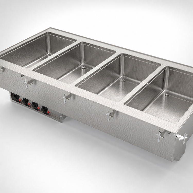 Product image #3 for Vollrath Four-Well Drop-In Electric Hot Food Well, 12 x 20 Full-Size Pans, Marine-Grade 316 Stainless, Thermostatic, 120V