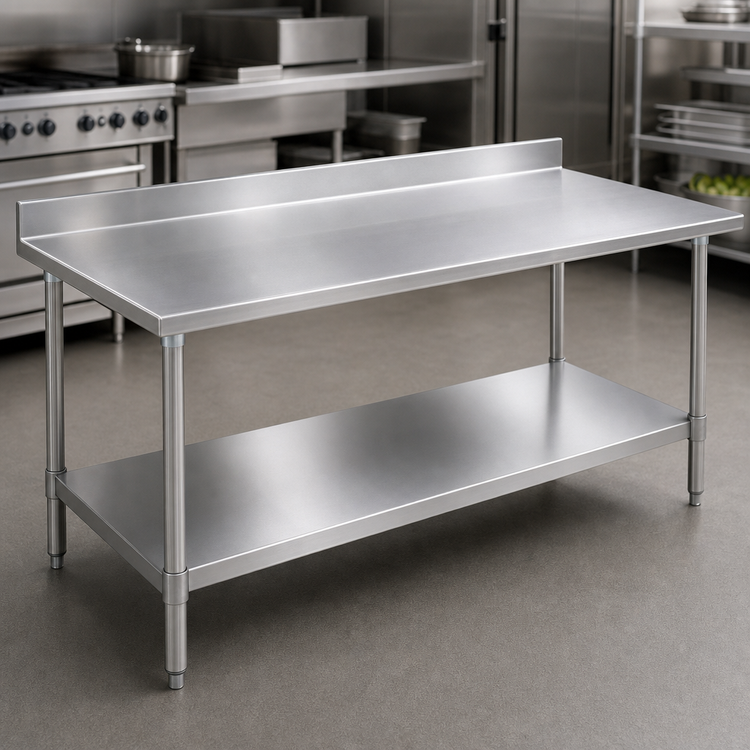 Product image #3 for Eagle Spec-Master 72-Inch x 36-Inch Stainless Steel Work Table with 4-1/2-Inch Backsplash and Adjustable Undershelf
