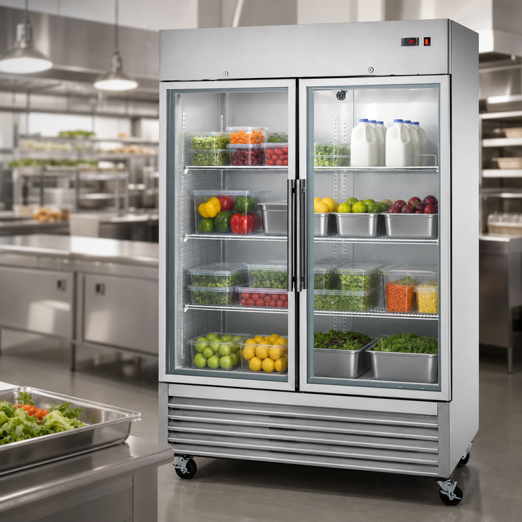 Product image #3 for Arctic Air AGR49 Two-Section Glass Door Reach-In Refrigerator, 49 Cu. Ft., Stainless Steel
