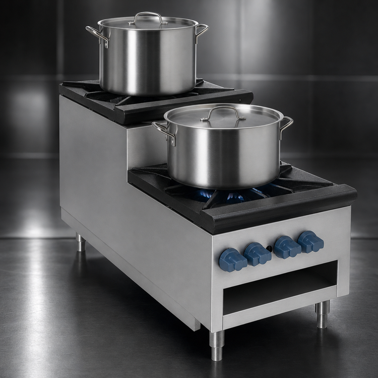 Product image #3 for Step-Up Gas Stock Pot Range with Open Front Cabinet Base, 18-Inch Wide, 42-Inch Deep, 220,000 BTU