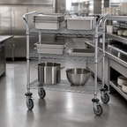 Thumbnail image #3 for Advance Tabco Special Value Series WUC-2436P 3-Shelf Chrome-Plated Wire Utility Bus Cart, 36 x 24 x 38 Inches