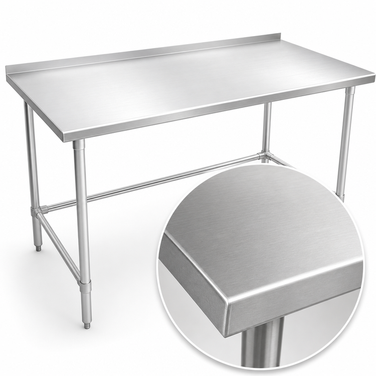 Product image #3 for John Boos Stallion 144-Inch x 30-Inch 16-Gauge Stainless Steel Work Table with 1-1/2-Inch Rear Backsplash and Safety Edge Front