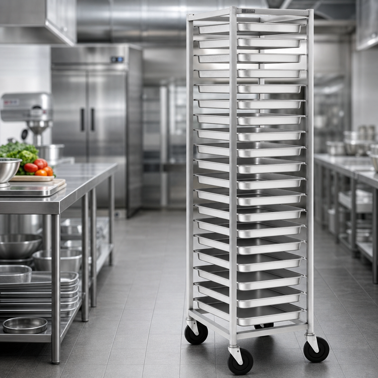 Product image #3 for Panco Mobile Full-Height Stainless Steel Utility Rack, 36-Pan Capacity for 12 x 20 Pans