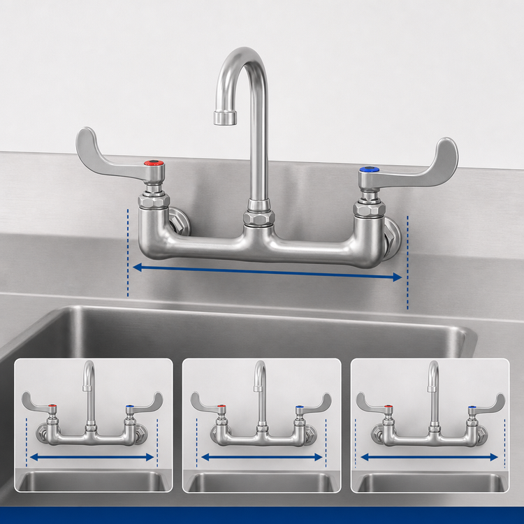 Product image #3 for T&S Brass Wall-Mount Surgical Sink Mixing Faucet with 8-Inch Adjustable Centers and Gooseneck Spout