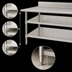 Thumbnail image #3 for Eagle Group 30132SADJUS-18/3 Adjustable 18/304 Stainless Steel Work Table Undershelf, 132"W x 30"D, for Uni-Lok Hat Channel Frames