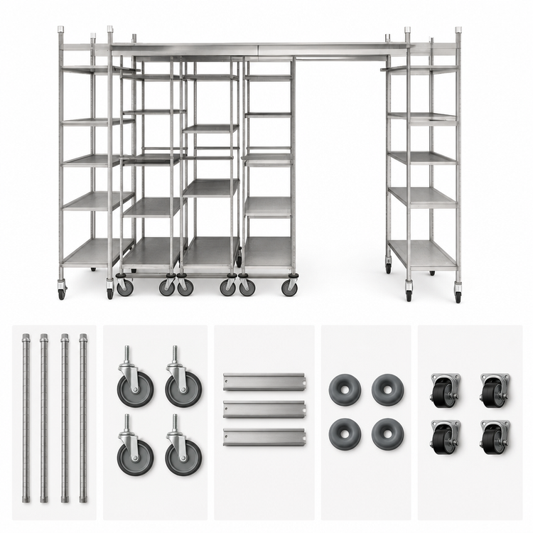 Product image #3 for Metro Super Erecta Top-Track 21-Inch Stainless Steel Mobile Unit Kit
