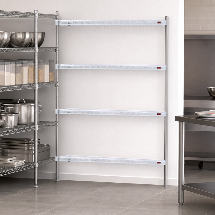 Product image #3 for EagleGard 4-Tier Add-On Wire Shelving Unit, 36W x 18D x 74H, QuadTruss Shelves, EAGLEgard Hybrid Epoxy Finish