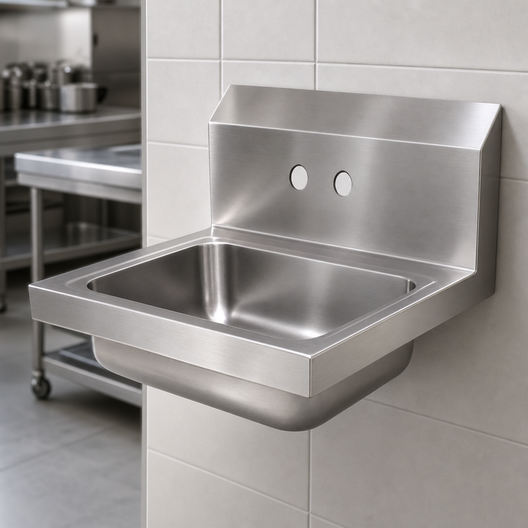 Product image #3 for Advance Tabco Special Value Series Wall Mounted Hand Sink with 14 x 10 x 5-Inch Bowl, 304 Stainless Steel, 4-Inch O.C. Faucet Holes