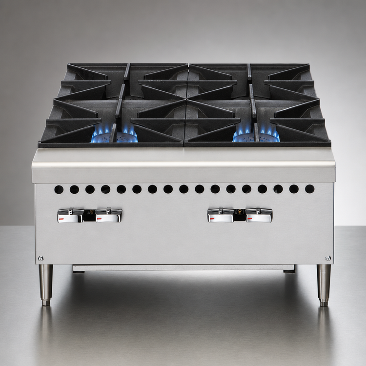 Product image #3 for Vulcan 12-Inch Countertop Gas Hotplate with 2 Open Burners, Stainless Steel, Natural Gas/LP Convertible